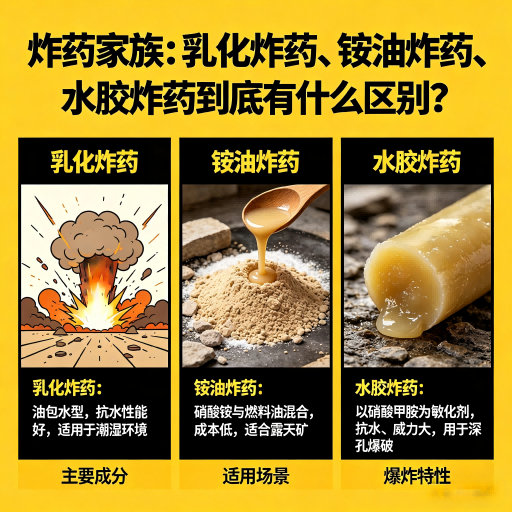 元阳炸药家族：乳化炸药、铵油炸药、水胶炸药到底有什么区别？